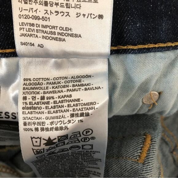 Levi's Men's Dark Blue Denim Slim Fit Casual Straight Leg Jeans Jean Pants - Picture 8 of 9